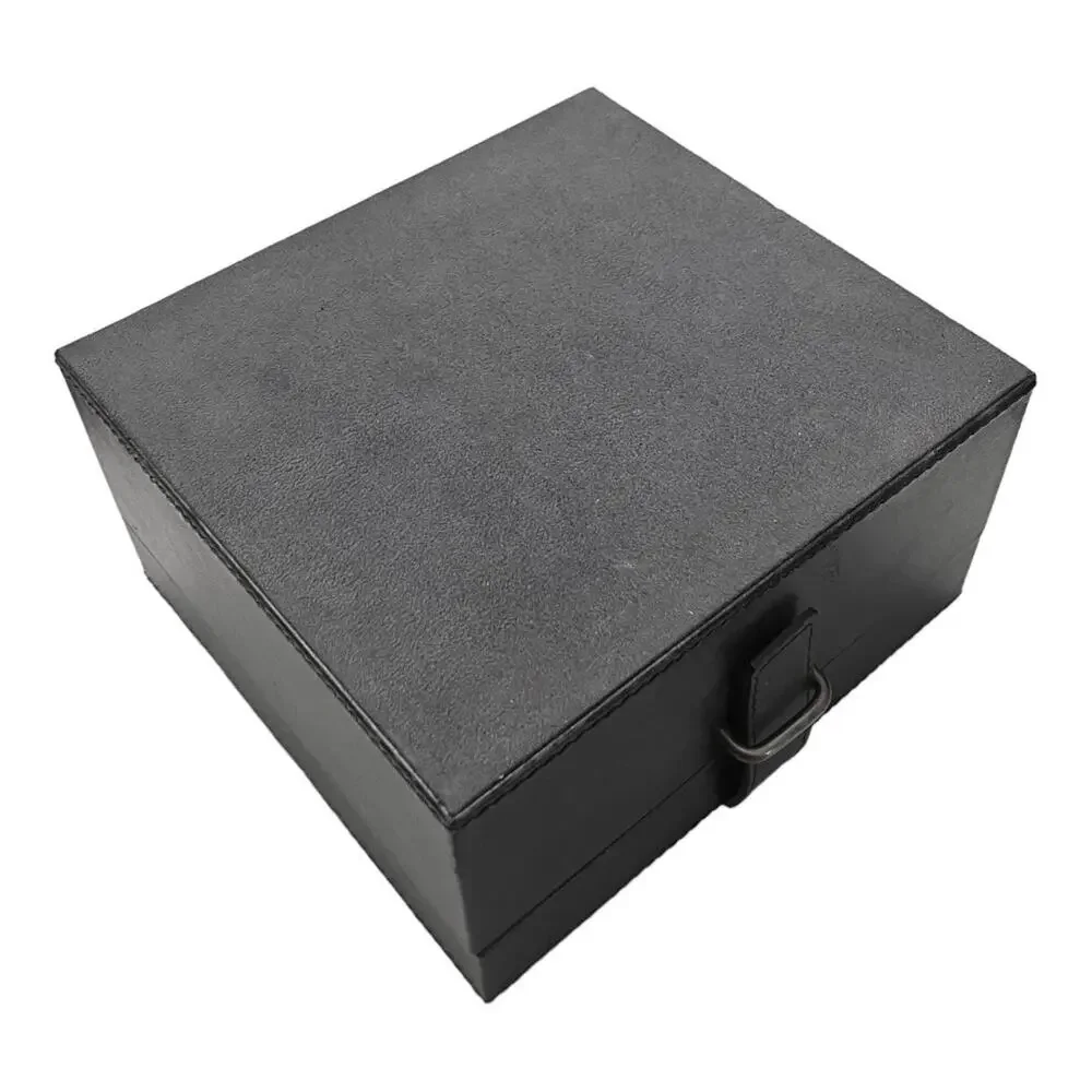 PB Black LEATHER JEWELRY BOX + TRAY Mens Ladies 8” Square Dresser Organizer
